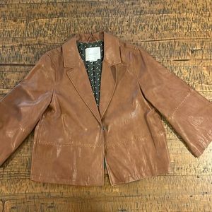 Anthropologie Hayden Brown 3/4 Bell Sleeve Vegan Leather Jacket Sz Small
